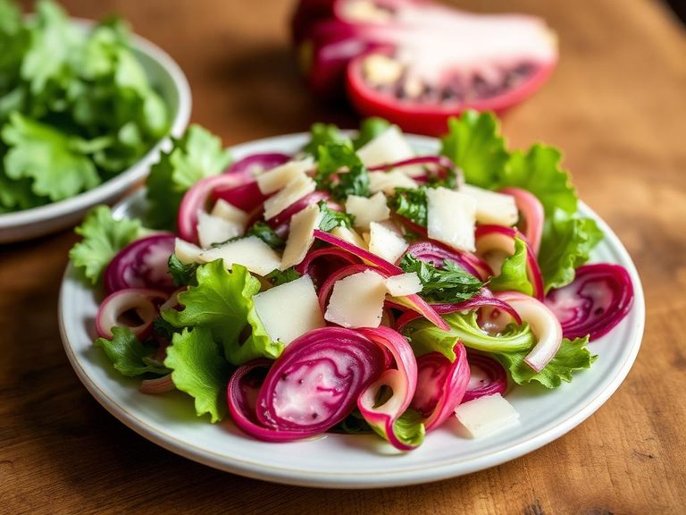 Insalata di Radicchio (Italian raw salad with Parmesan and vinaigrette)