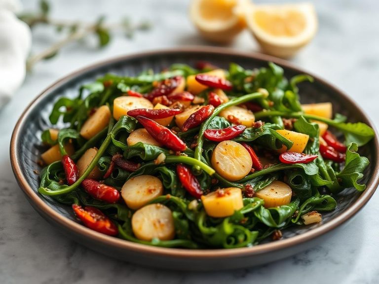Italian-style sautéed dandelion greens with garlic and chili