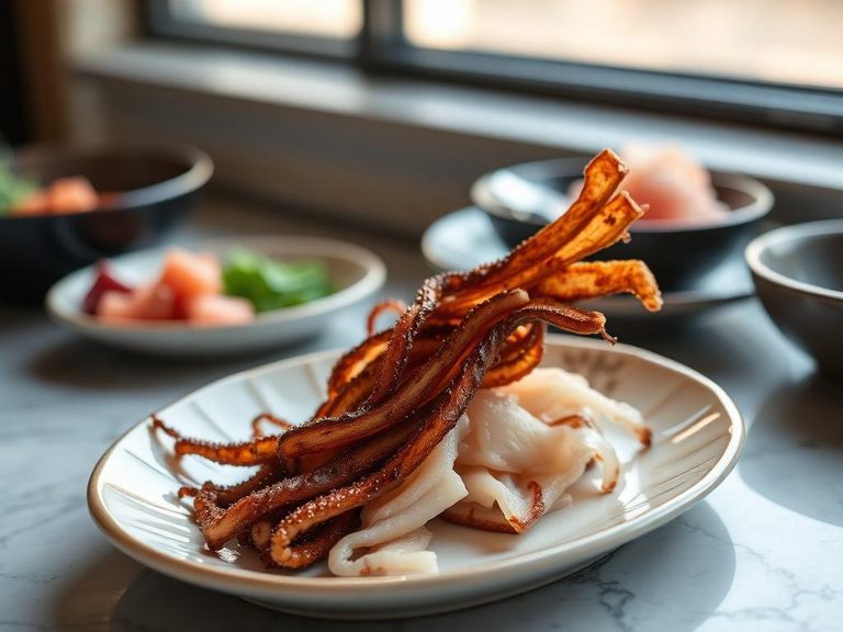 Japanese Chuka Idako (Spicy Dried Squid, often served with tuna)
