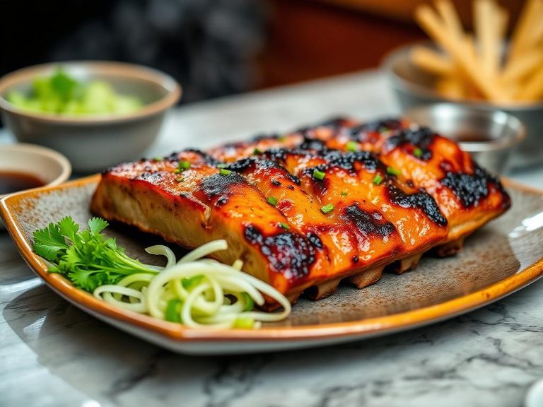 Japanese grilled pork ribs (kushiyaki)
