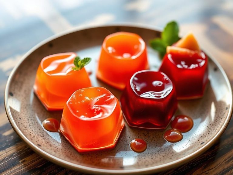 Jellies and fruit gels in tropical cuisine