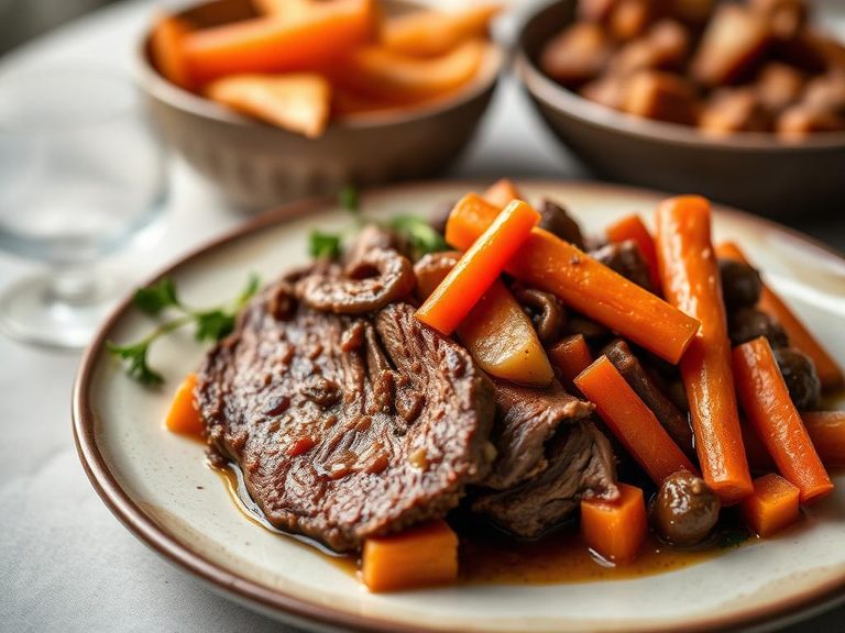 Jewish-style braised brisket with carrots