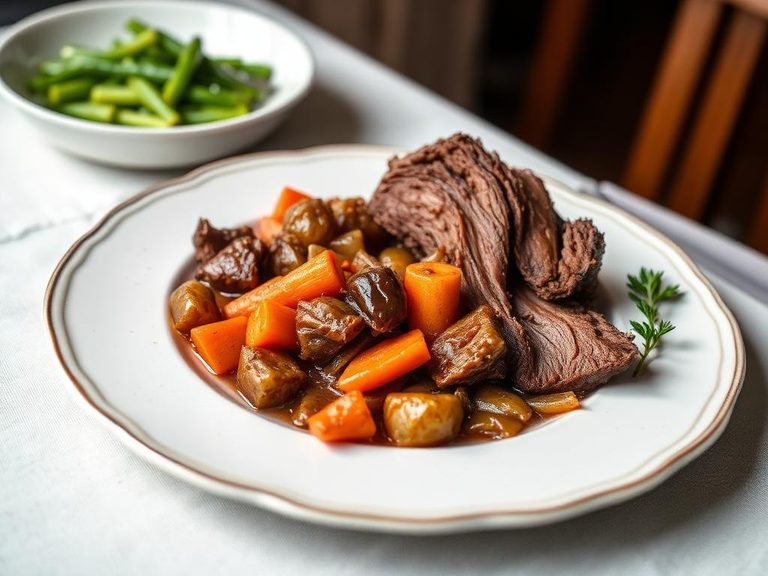 Jewish-style braised brisket with onions and carrots
