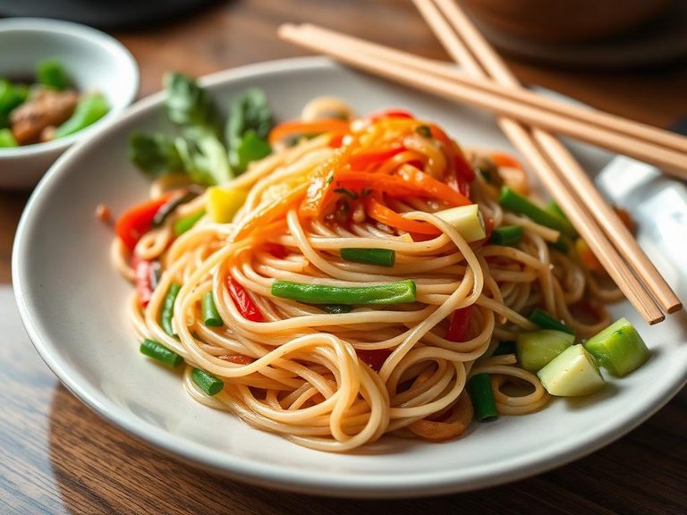 Jjapchae (Korean mixed vegetable glass noodles)