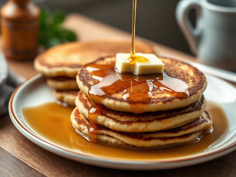 Johnnycakes with maple syrup and butter