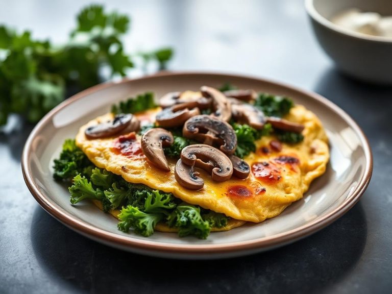 Kale and Mushroom Omelet