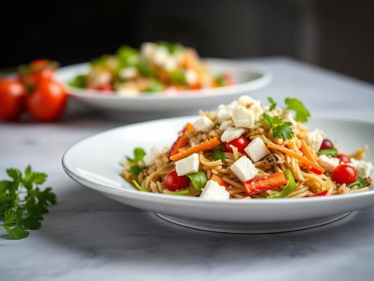 Kamut salad with vegetables and feta