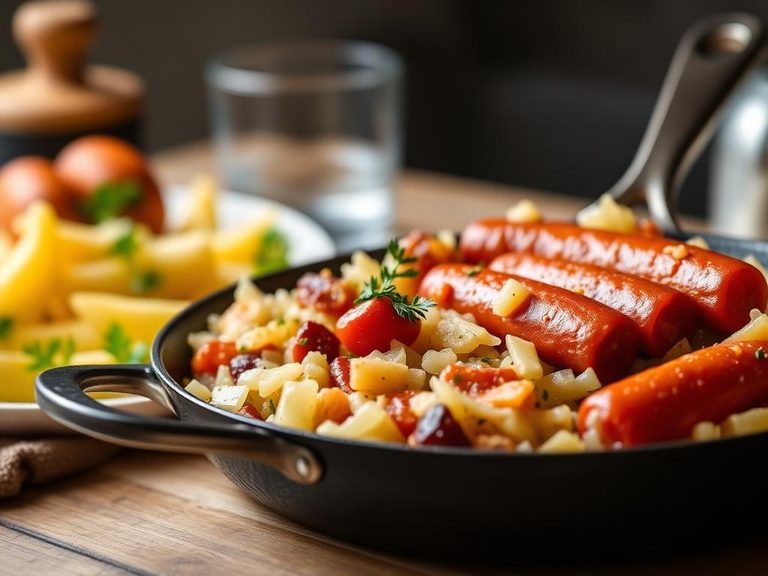 Kielbasa and Sauerkraut Skillet