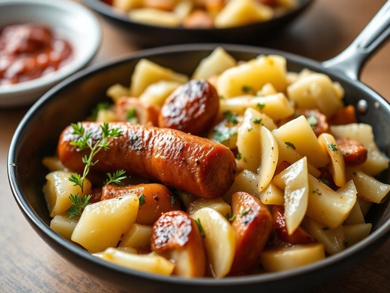 Kielbasa, Potato, and Cabbage Skillet