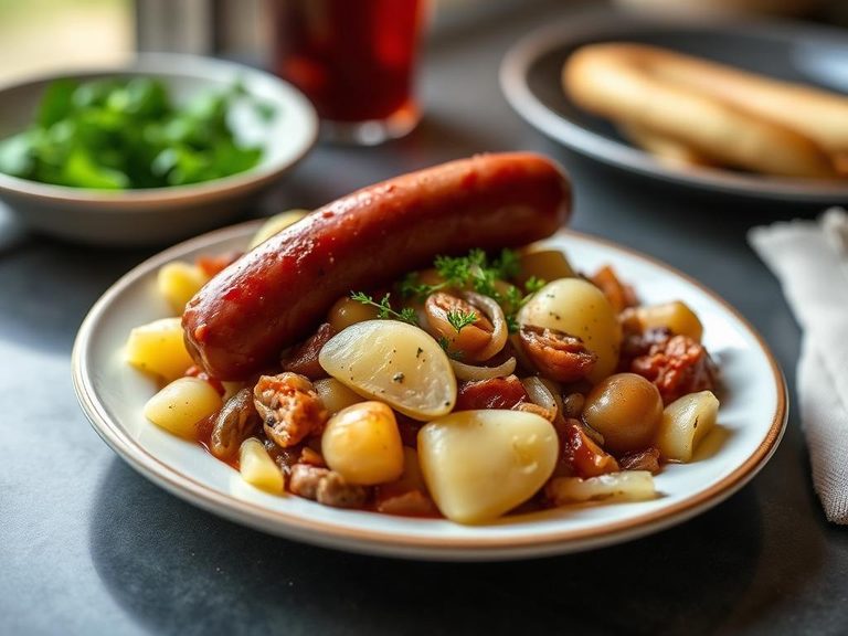 Kielbasa, Potato, and Onion Hash
