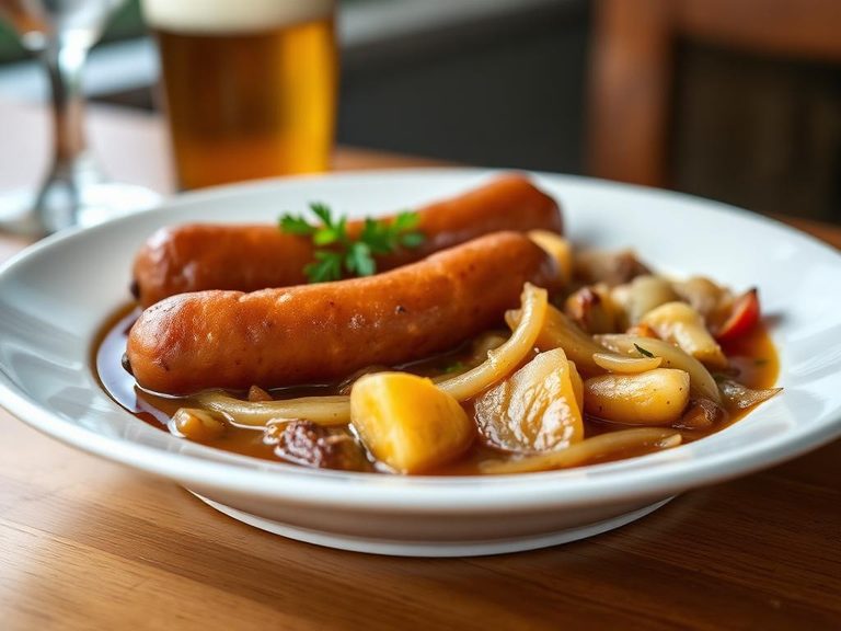 Knackwurst in a Beer and Onion Stew