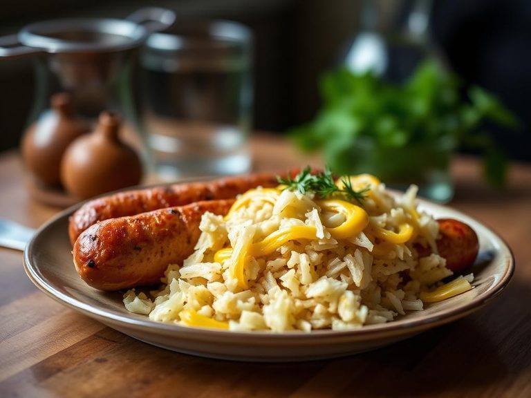 Knackwurst with Sauerkraut and Mustard