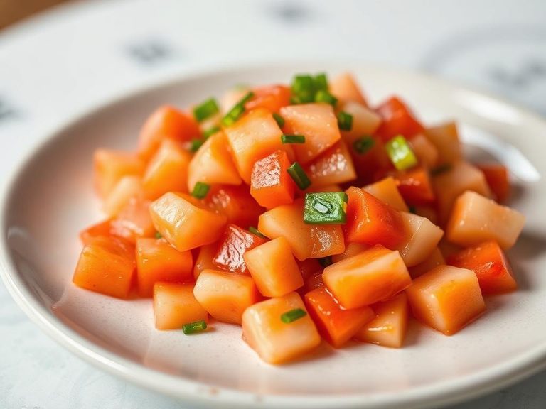 Korean kkakdugi (cubed radish kimchi)