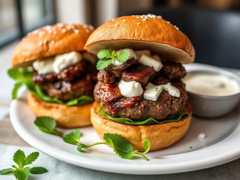Lamb Burgers (often with feta, mint, and tzatziki)