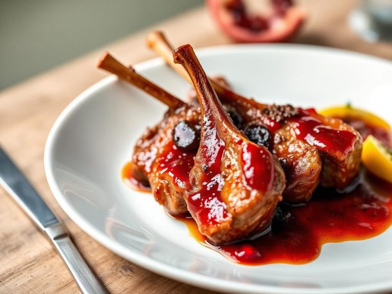 Lamb chops with pomegranate glaze