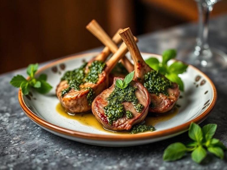 Lamb cutlets with mint pesto