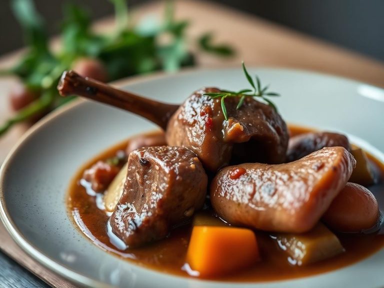 Lamb heart stew with root vegetables