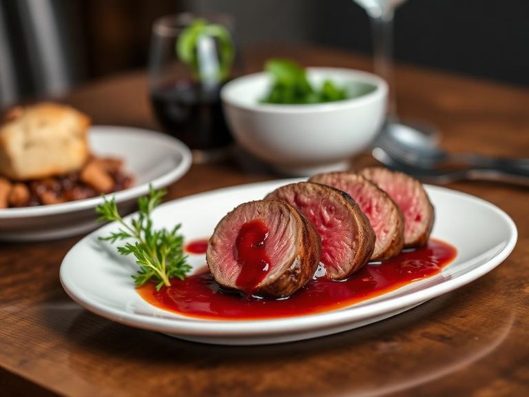 Lamb Loin Fillets with Red Wine Reduction