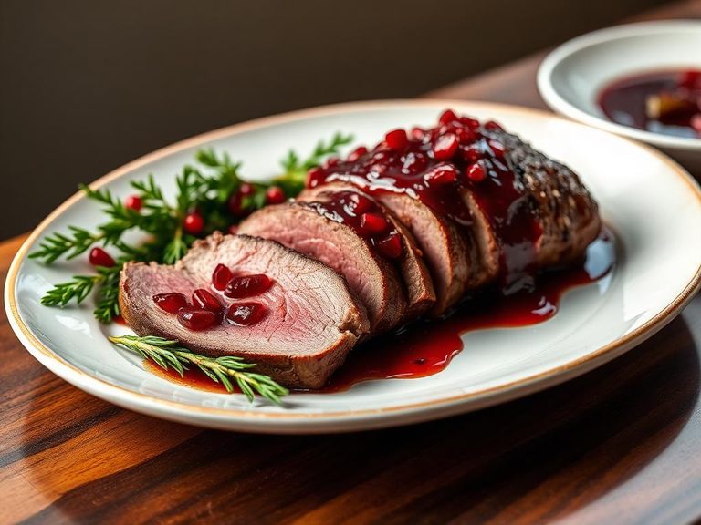 Lamb Loin with Pomegranate Glaze