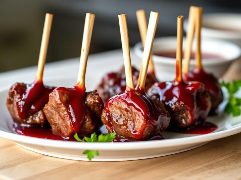 Lamb Lollipops with Pomegranate Glaze
