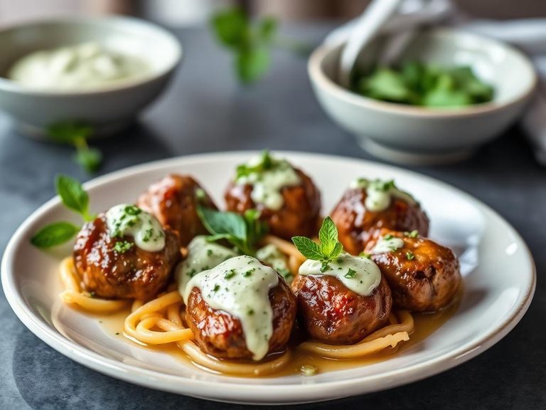 Lamb Meatballs with Mint Sauce