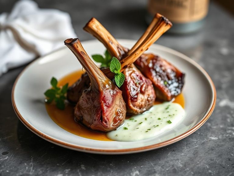 Lamb Rack with Mint Sauce