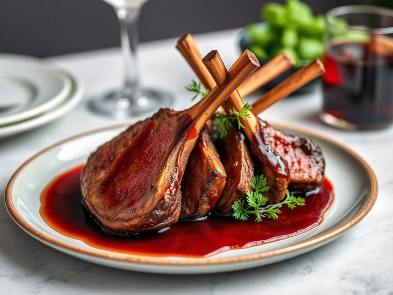 Lamb Rack with Red Wine Reduction