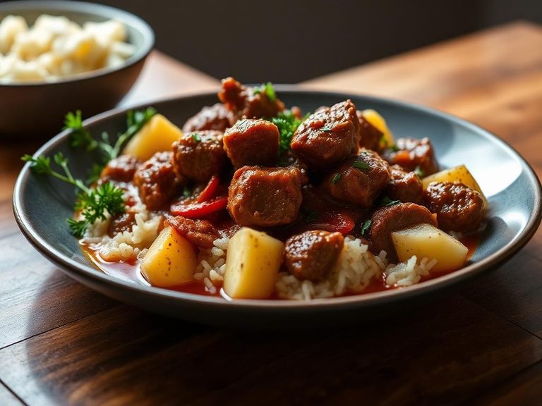 Lamb Rogan Josh with Potatoes