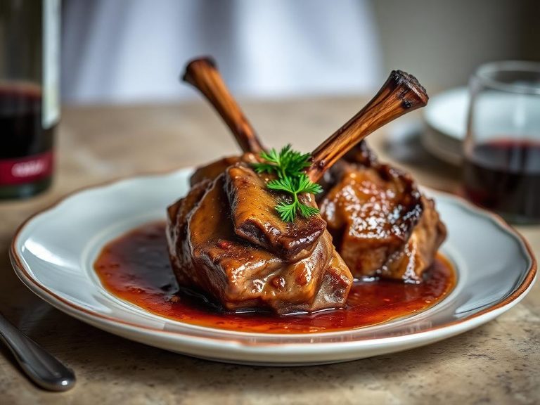 Lamb Shanks Braised in Red Wine