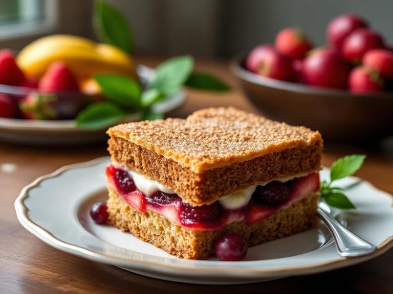 Layered cake with fruit filling