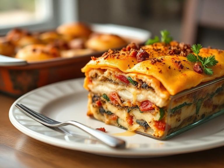 Layered in a casserole or hotdish
