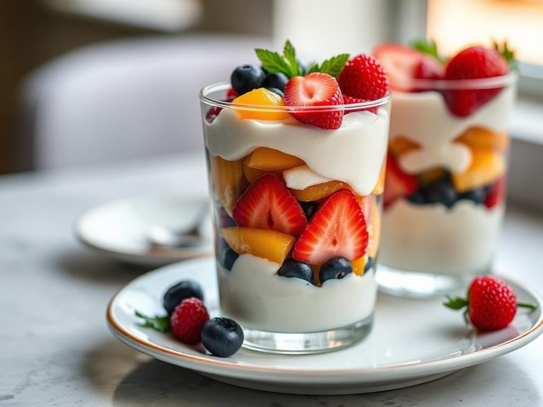 Layered in parfait with yogurt and fruit