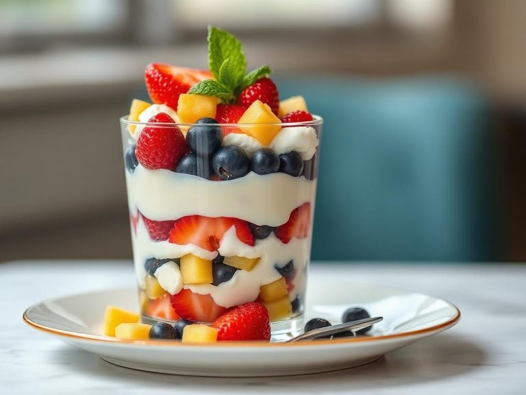 Layered Parfait with Cream and Fruit