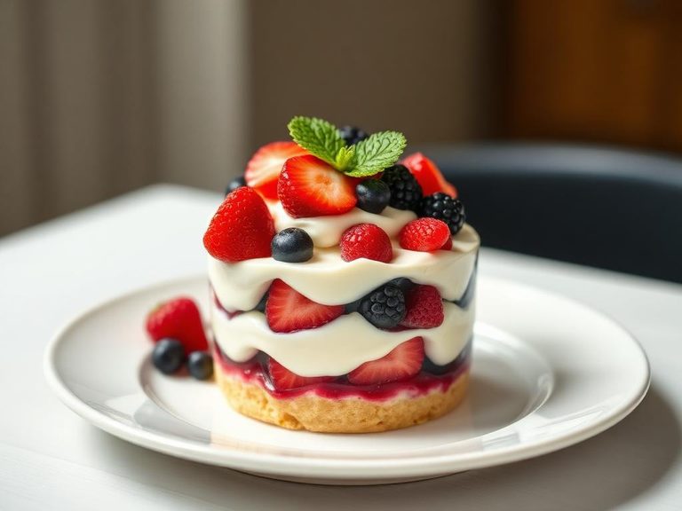 Layered parfait with yogurt and berries