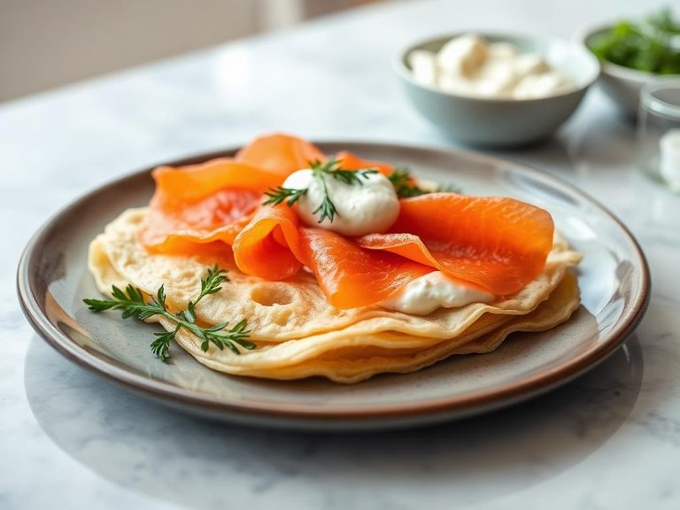 Lefse with smoked salmon and cream cheese