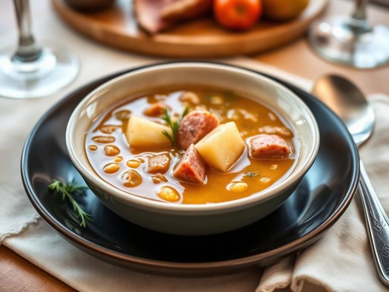 Lentil soup with ham and potato