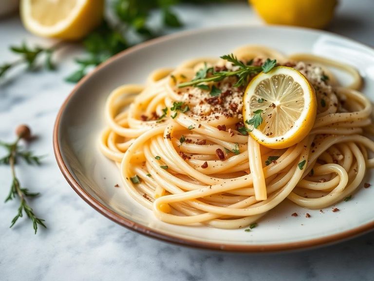 Light pasta with lemon and herbs