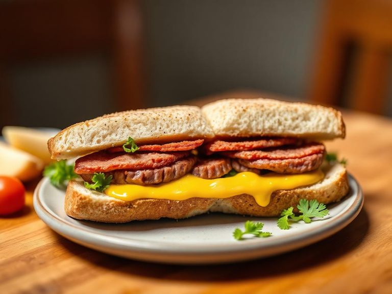 Limburger sandwich with rye bread and mustard