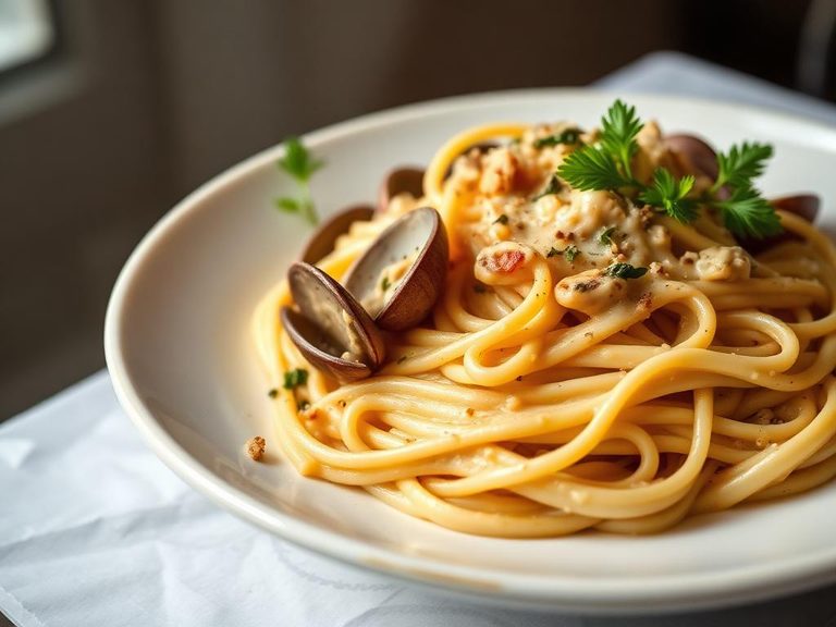 Linguine with creamy clam sauce