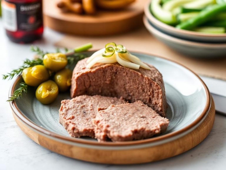 Liver pâté with pickles and onions
