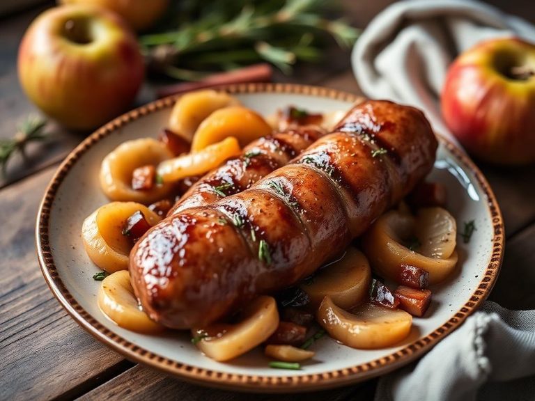 Liver sausage with onions and apples