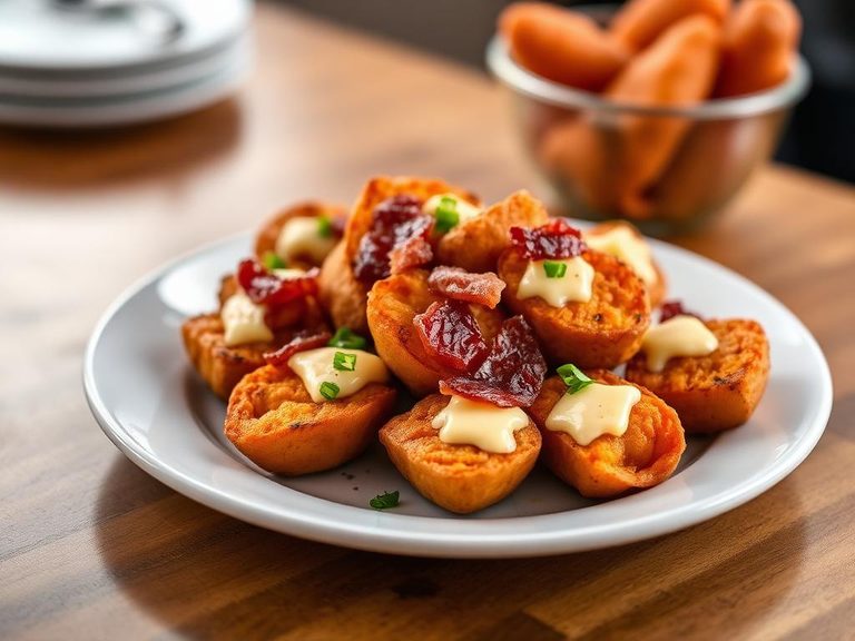 Loaded Sweet Potato Tots with Cheese and Bacon