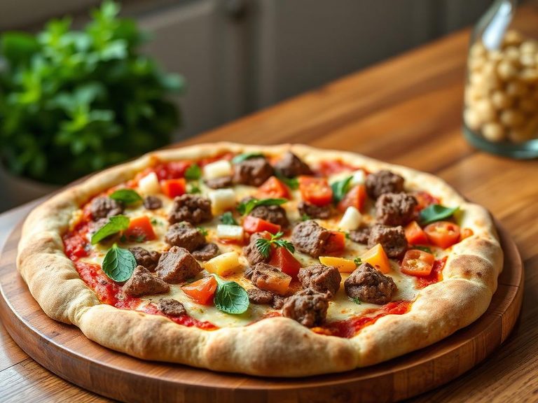 Loaded Veggie and Meat Pan Pizza