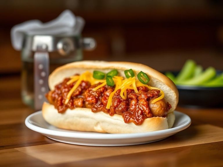 Loaded Veggie Dog with Chili and Cheese