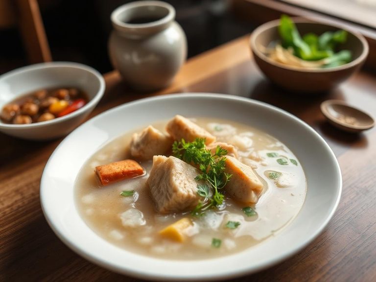 Longan and chicken congee