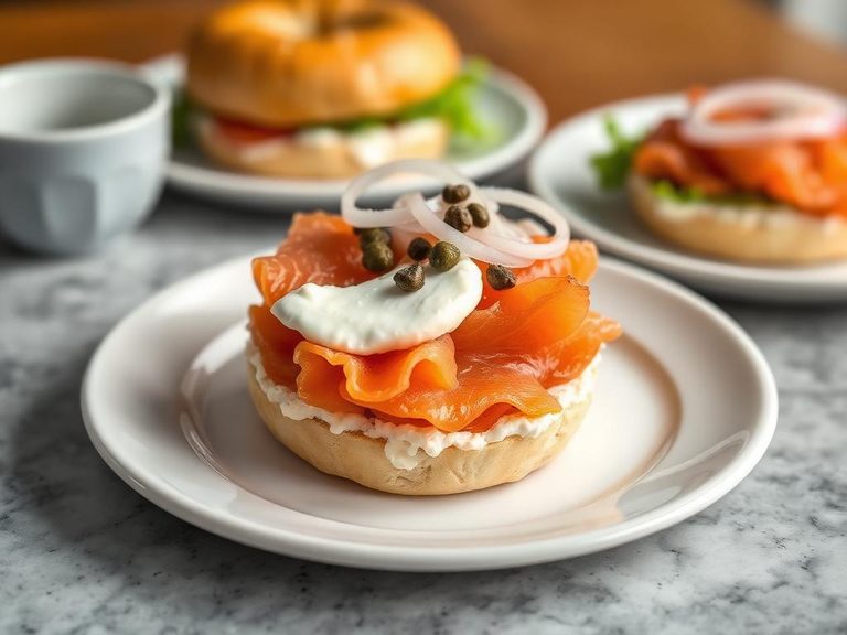 Lox Bagel with Cream Cheese, Capers, and Onion