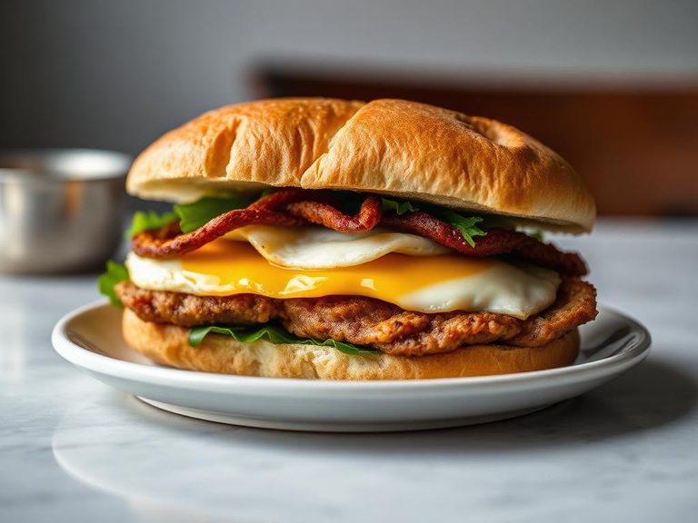 Luncheon Meat and Egg Breakfast Sandwich