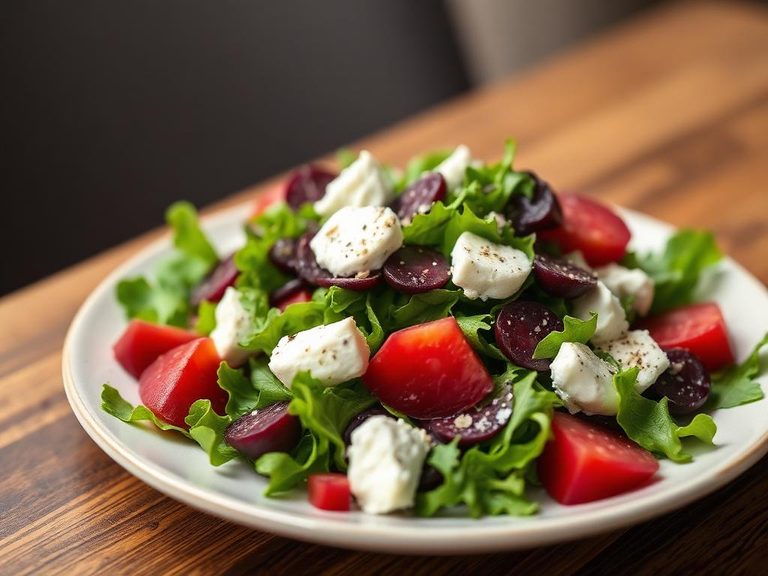 Mâche salad with goat cheese and beets