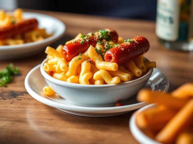Mac & Cheese with Hot Dogs