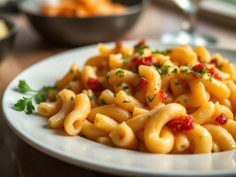 Macaroni and cheese with hidden vegetable puree